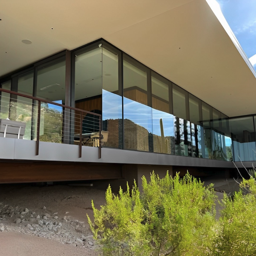 Full-height window screens cleaned and reinstalled on a Phoenix hillside home