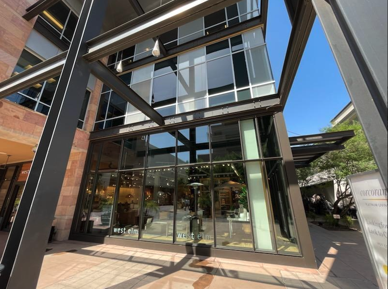 Storefront window screens cleaned on a Scottsdale commercial building